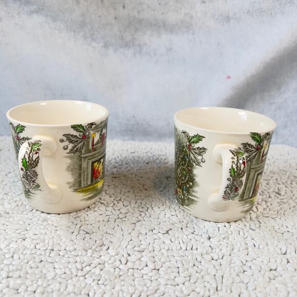 Johnson Bros Vintage Christmas Mugs Made in England TWO! Genuine Hand Engraving - Picture 4 of 15